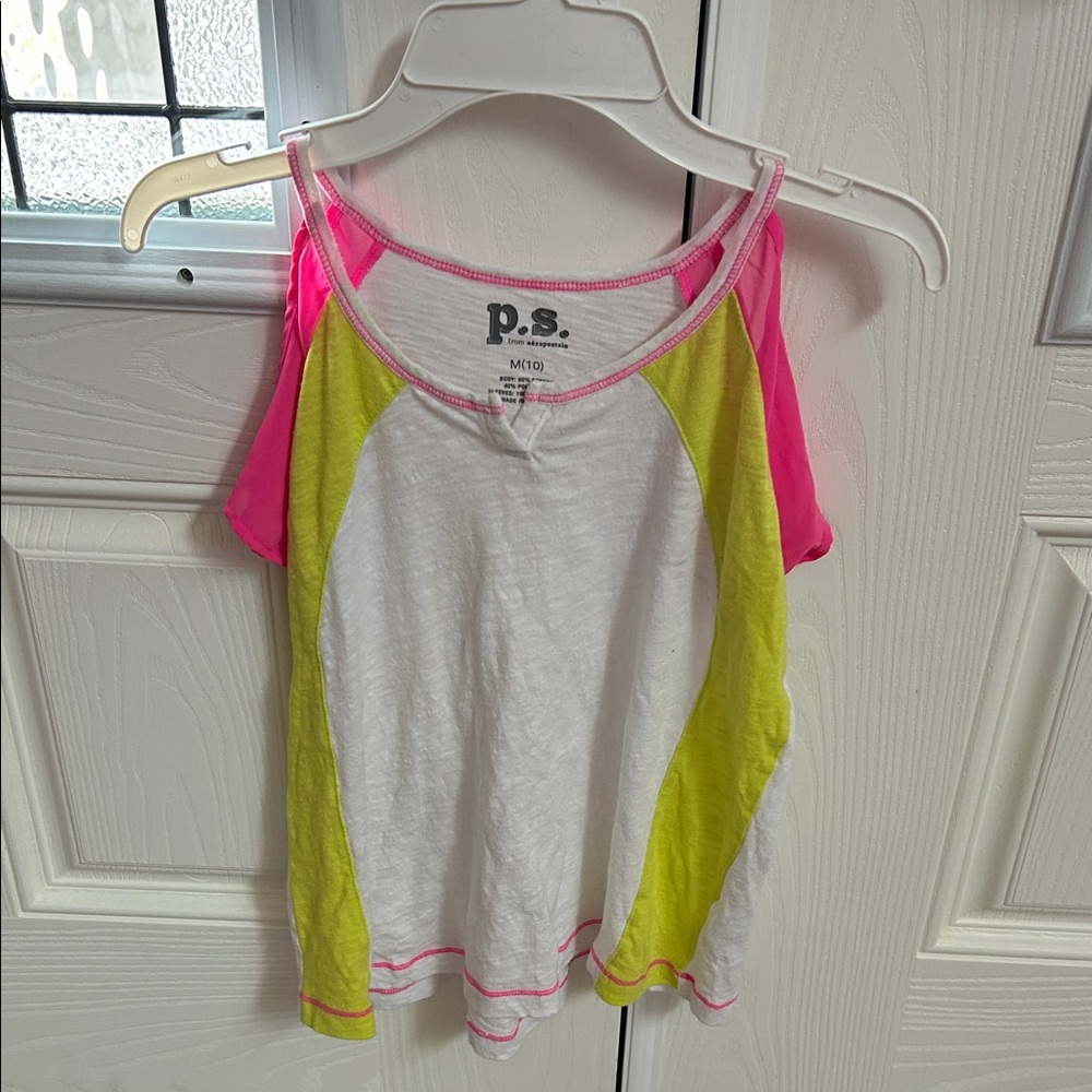 P.S. Kids Neon Pink and Lime Green Short Sleeve Tee
